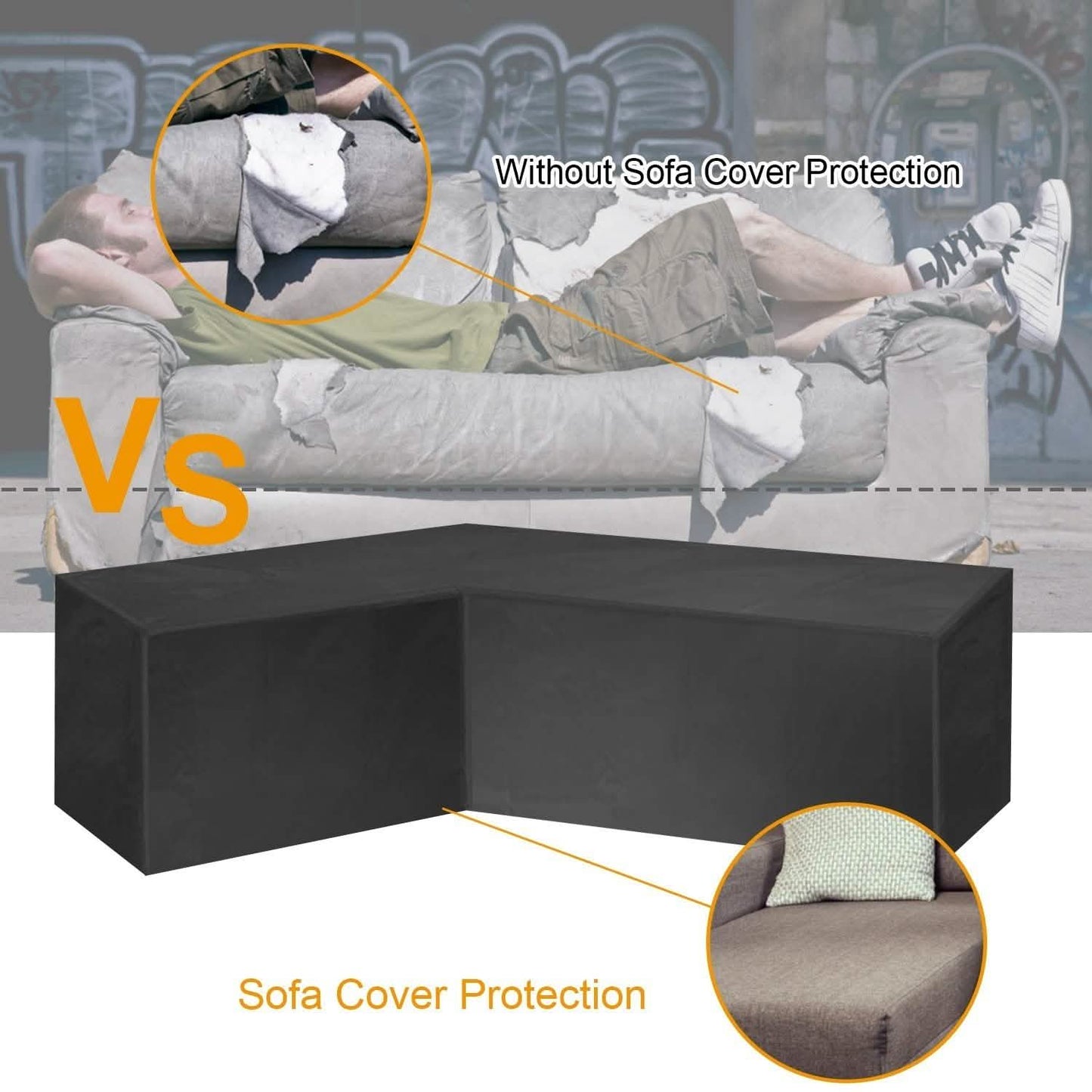 Outdoor L Shape Sofa Covers Water Resistant