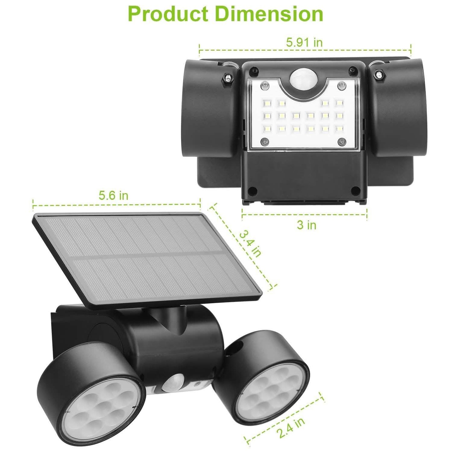 Outdoor PIR Motion Sensor Dusk To Dawn Solar Wall Lamps IP65 Waterproof