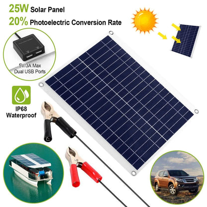Outdoor Solar Panel 12V 25W Car Battery Charger