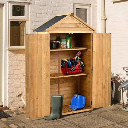Outdoor Wood Tilt Storage Shed Tool Organizer with Waterproof Asphalt Roof