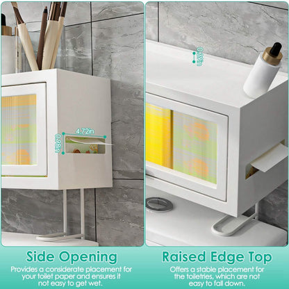 Over the Toilet Storage Cabinet with Dust-Proof Transparent Magnetic Door Side Opening