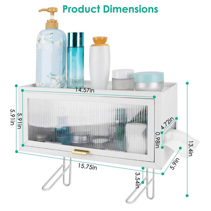Over the Toilet Storage Cabinet with Dust-Proof Transparent Magnetic Door Side Opening