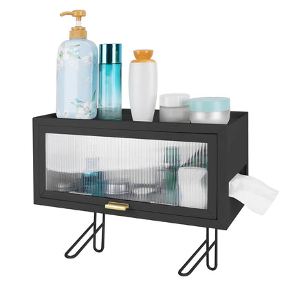 Over the Toilet Storage Cabinet with Dust-Proof Transparent Magnetic Door Side Opening