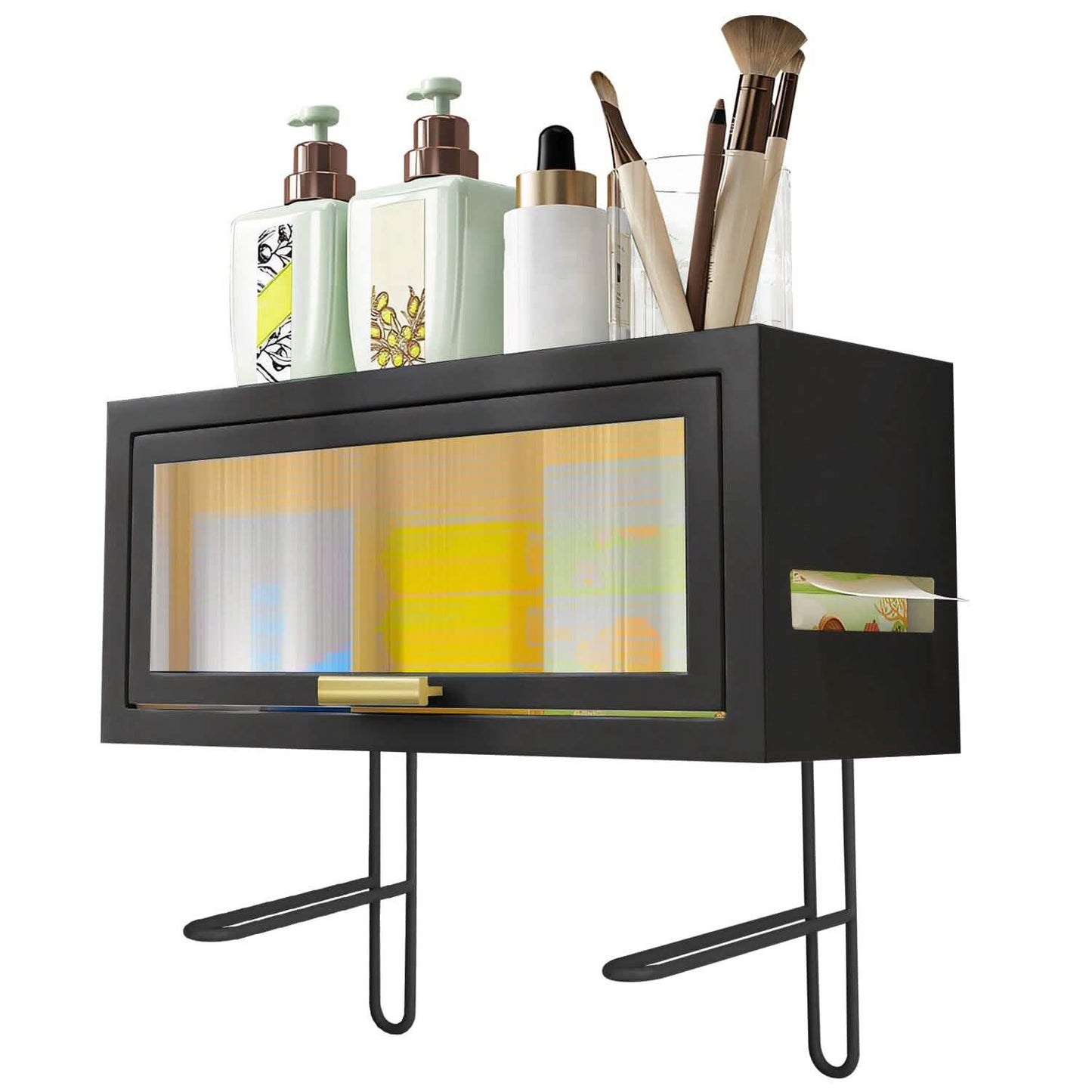 Over the Toilet Storage Cabinet with Dust-Proof Transparent Magnetic Door Side Opening