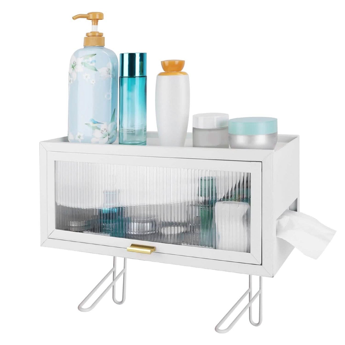 Over the Toilet Storage Cabinet with Dust-Proof Transparent Magnetic Door Side Opening
