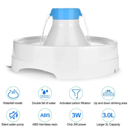 Ownpets® Pets Drinking Fountain Active Oxygen Cycle Two Drinking Area 3L