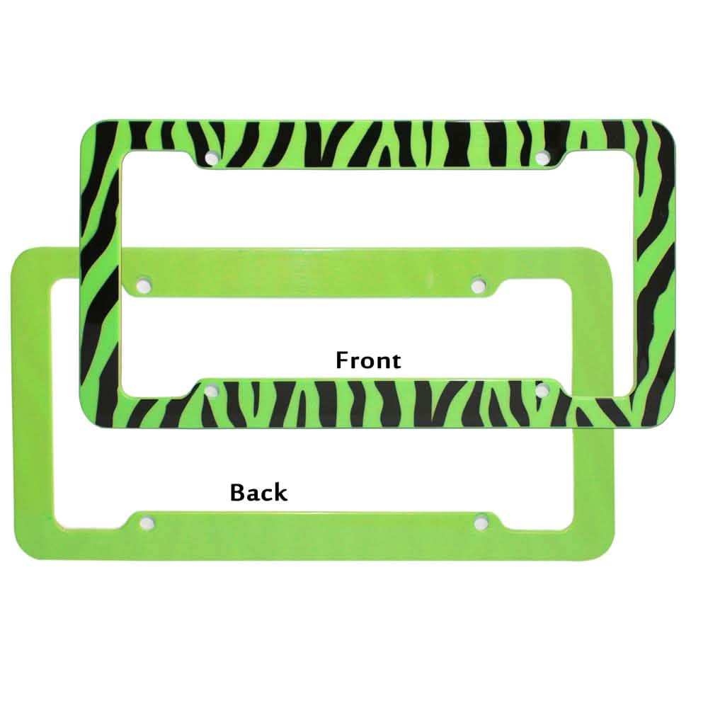 OxGord Plastic License Plate Frame with Zebra/Tiger Stripes