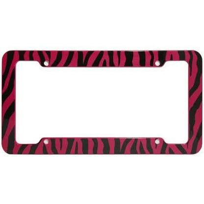 OxGord Plastic License Plate Frame with Zebra/Tiger Stripes