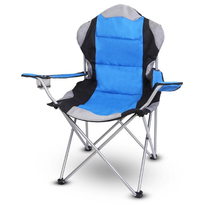 Padded Seat Arm Back Foldable Camping Chair Heavy Duty Steel Lawn