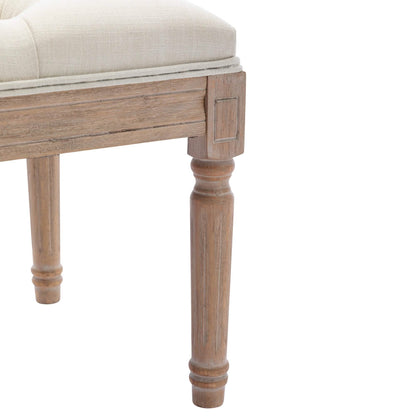 Padded Square Footstool with Rubberwood Legs