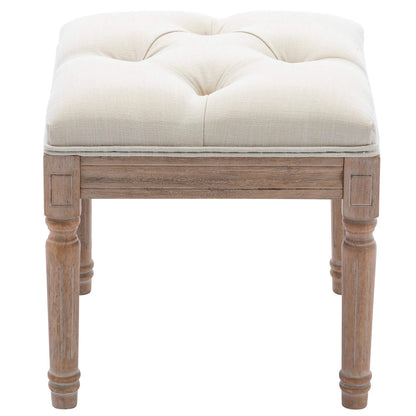 Padded Square Footstool with Rubberwood Legs