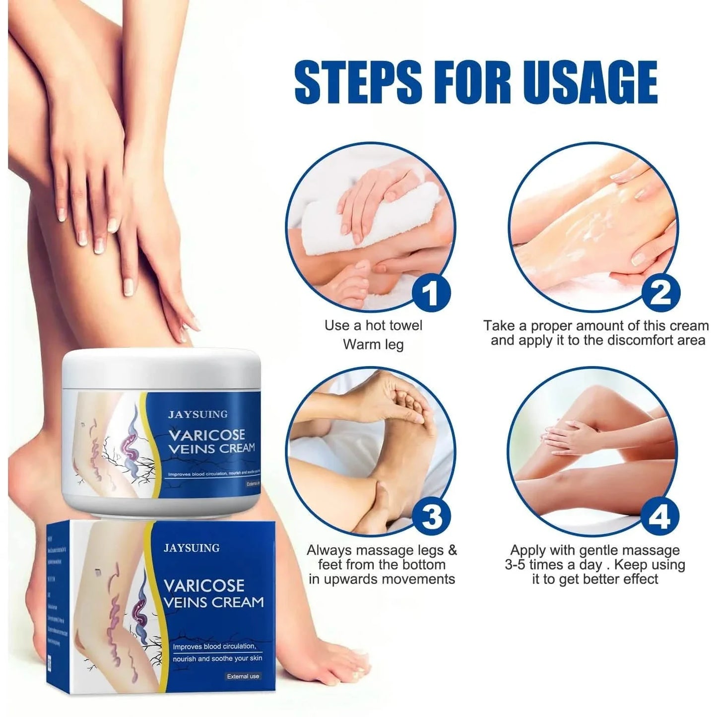 Pain Relief Leg Spider Veins Vasculitis Promote Circulation Smooth Metabolism 30g Exfoliation