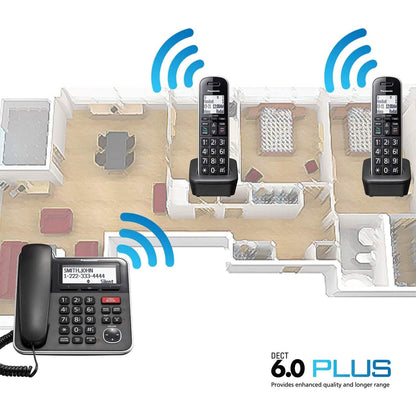 Panasonic Expandable Corded/Cordless Phone System with Answering Machine and One Touch Call Blocking – 2 Handsets  (Refurbished)