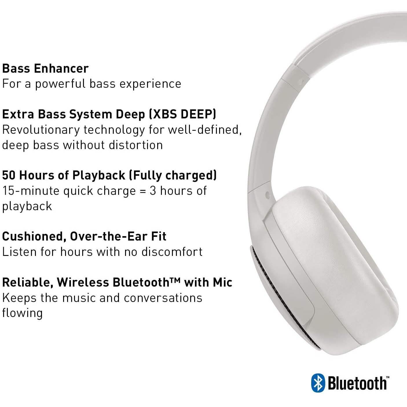 Panasonic RB-M300B Deep Bass Wireless Bluetooth Immersive Headphones