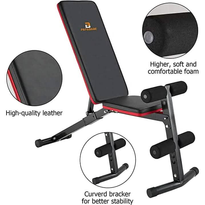 PAPABABE Workout Bench with Upgraded Wider Backrest for Bench Press Full Body Workout