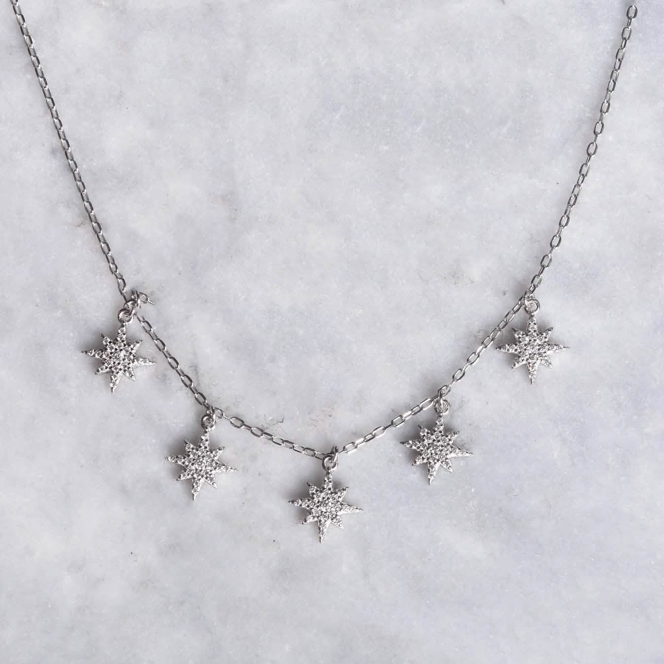 Pave CZ Star Drop Necklace
