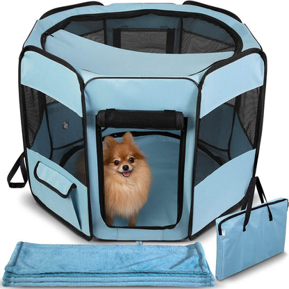 Paws & Pals Portable Pet Playpen with Blanket
