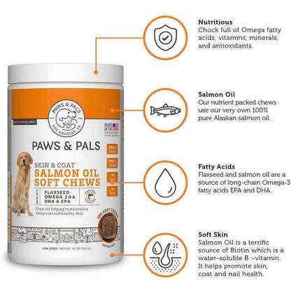 Paws & Pals Wild Alaskan Salmon Fish Oil Omega 3 and 6 for Dogs and Cats