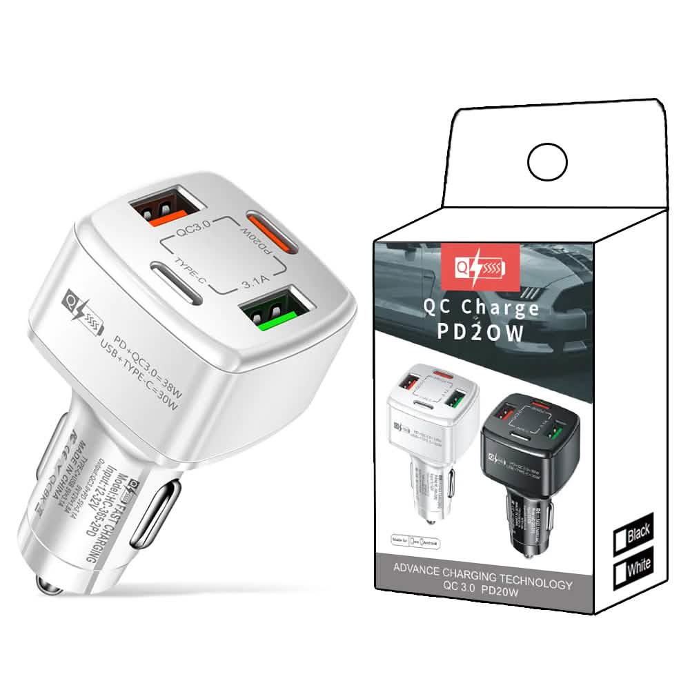 PBG 4 Port Car Charger 2 PD Ports and 2 USB Ports