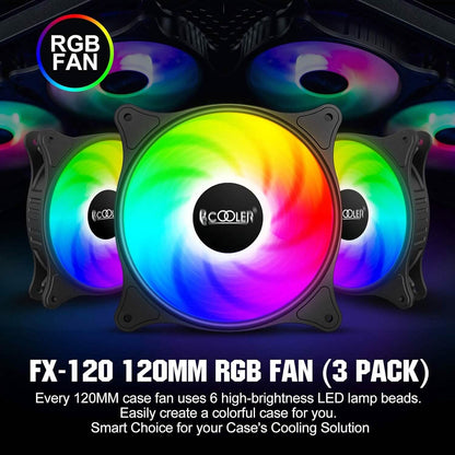 PCCOOLER 120MM Case Fan 3 Pack FX120 High Performance Cooling PC Fans  (Refurbished)