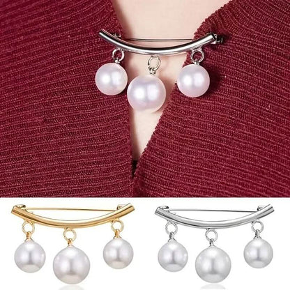 Pearl Fixed Collar Clip Charm Safety Pin
