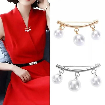 Pearl Fixed Collar Clip Charm Safety Pin