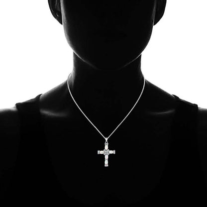 Peermont Genuine Fire Opal and Diamond Accent Cross Necklace