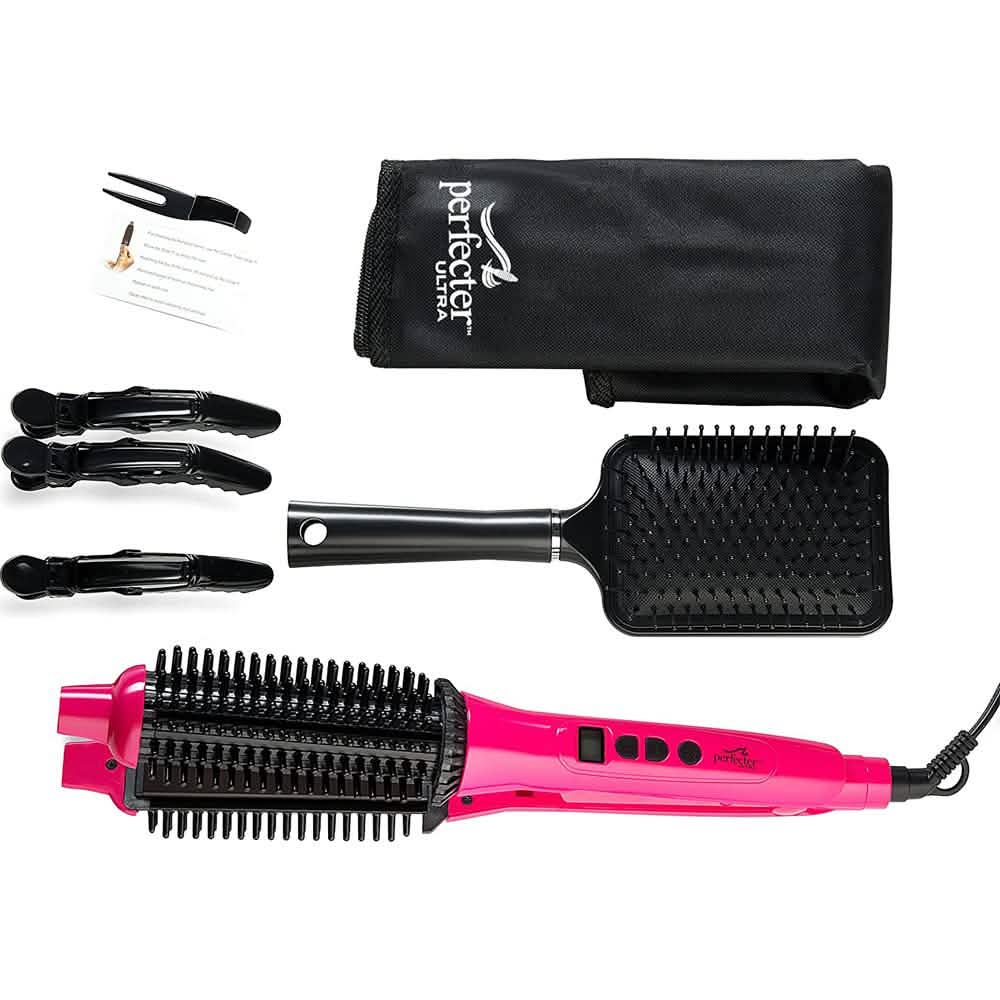 Perfecter Flat Iron Hair Straightener & Hot Round Brush 2-in-1