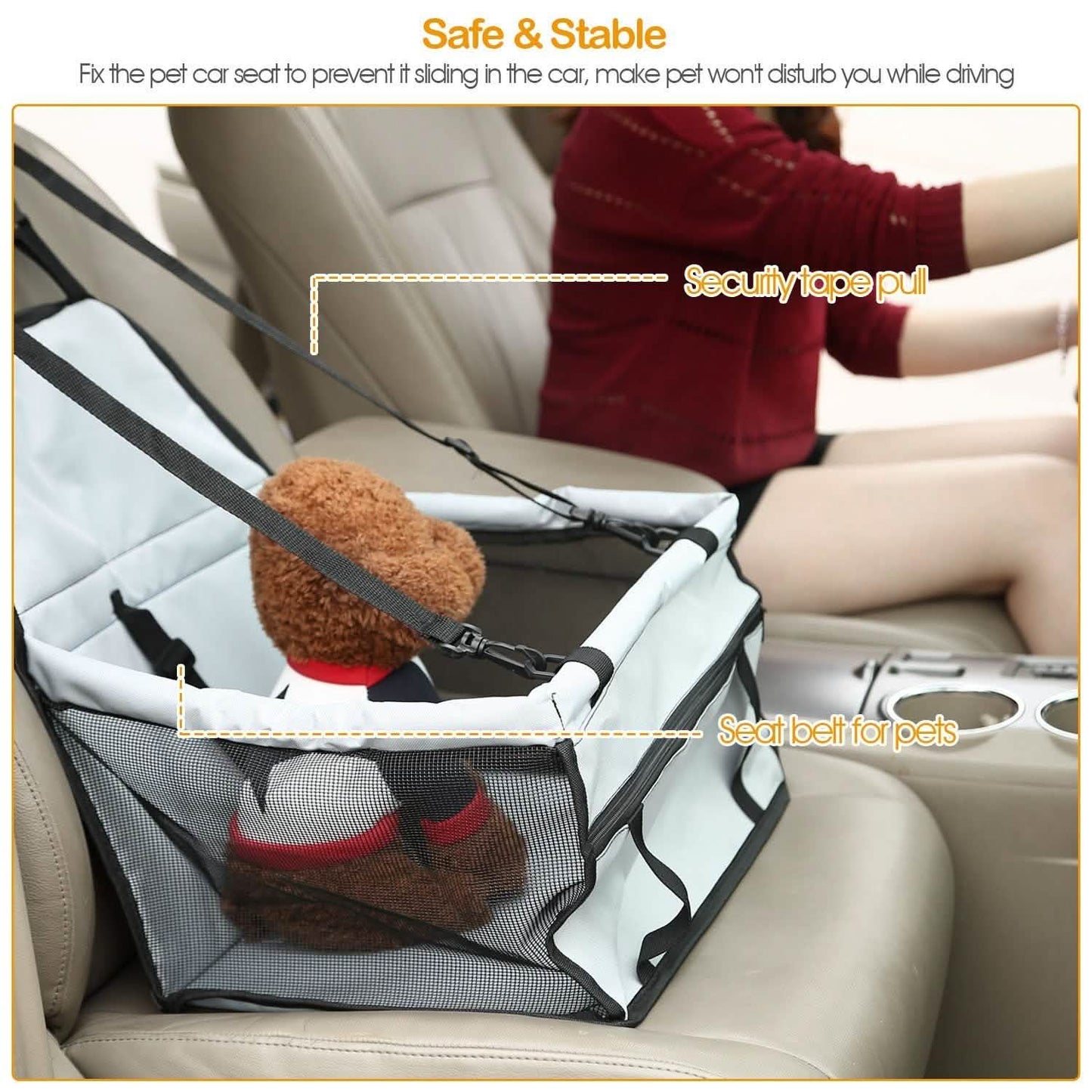 Pet Travel Carrier with Clip-On Safety Leash Zipper Storage Pocket for Pets up to 20lbs