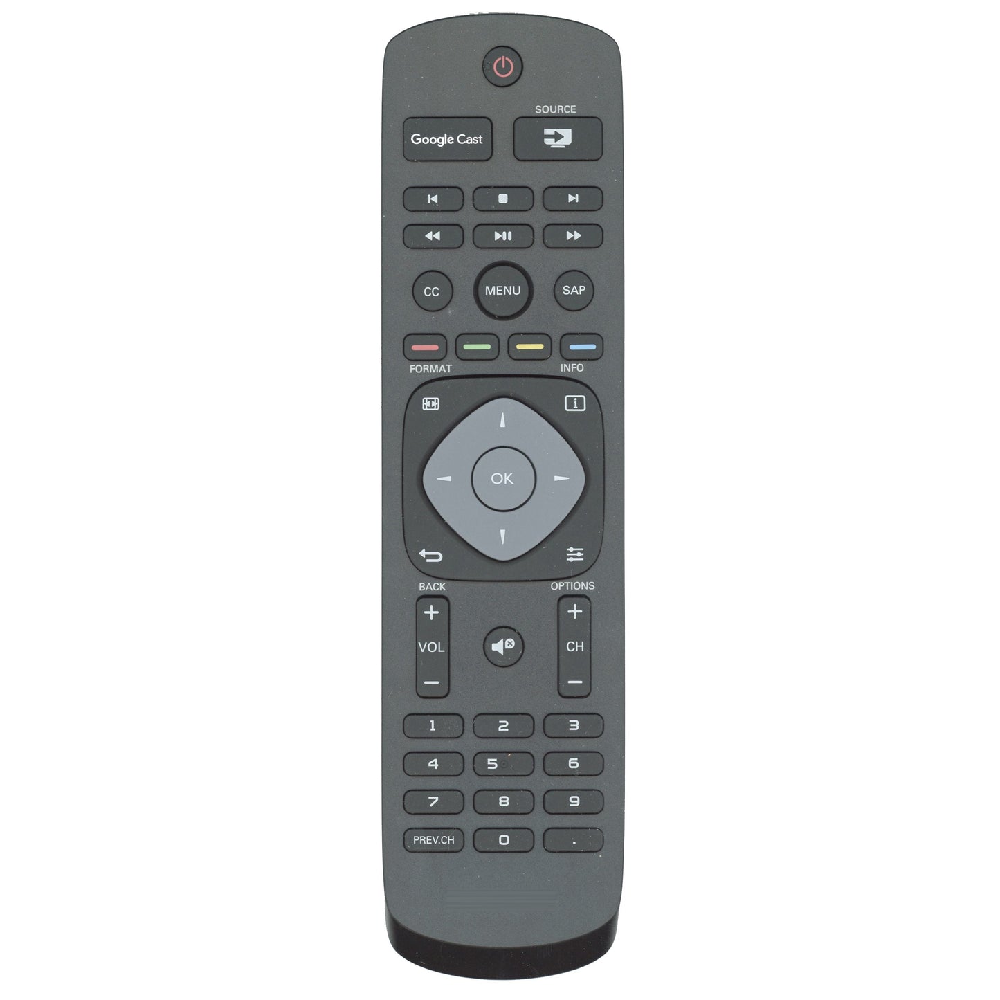 Philips URMT42JHG006 Google Cast TV Remote Control for models 49PFL6921/F7, 55PFL6921/F7, 65PFL6621/F7