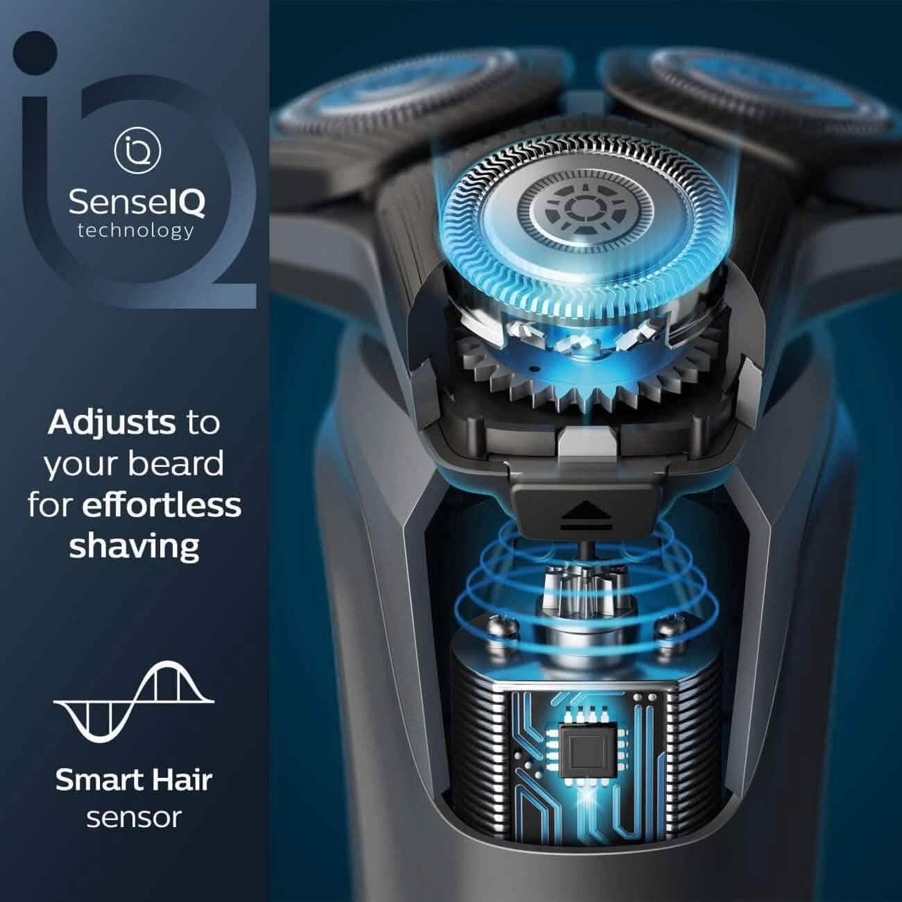 Philips Wet & Dry Shaver 5000 with SkinIQ Tech + Shave Heads, Charging & Cleaning Base (Refurbished)