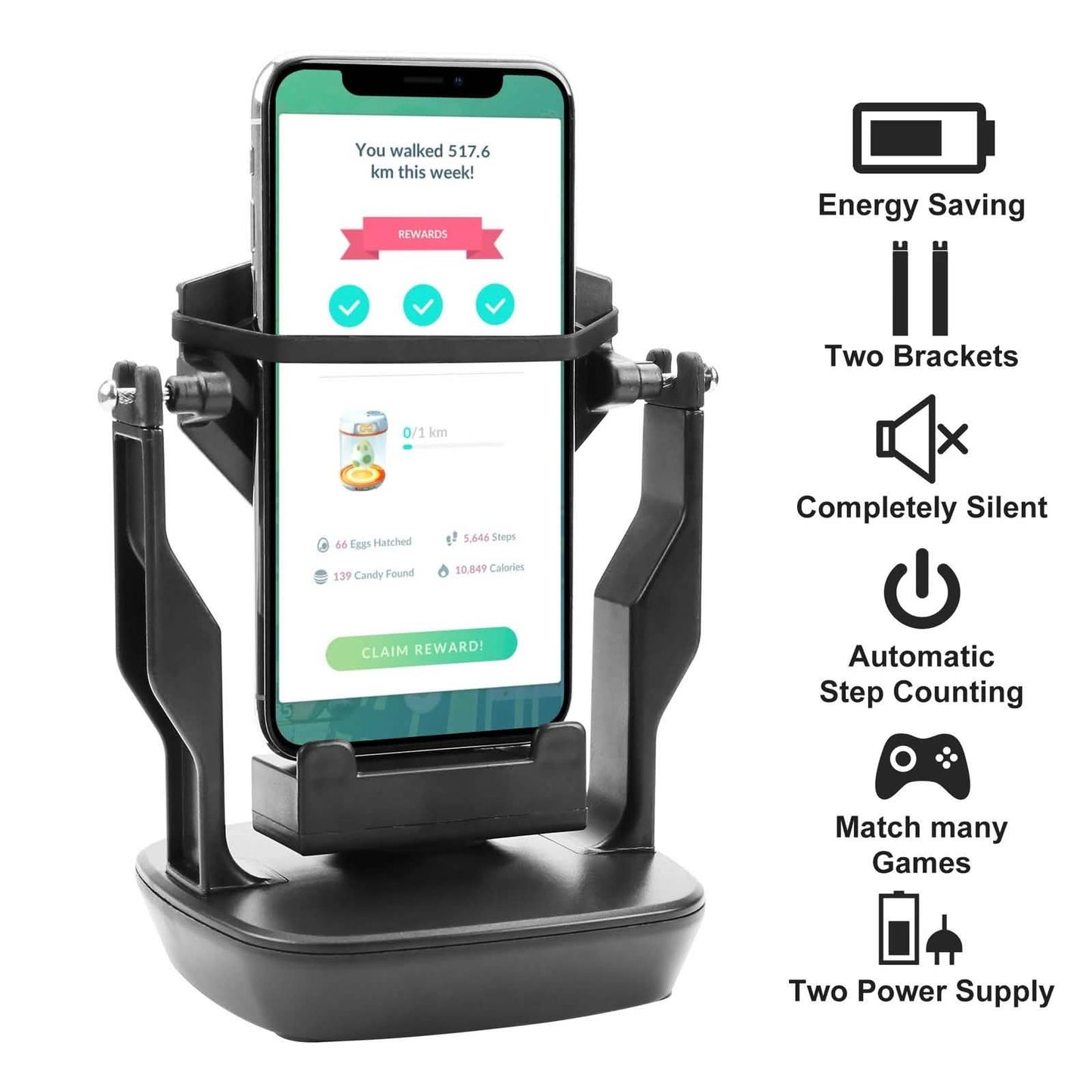 Phone Shaker Wiggle Holder for Pokemon Go Automatic Step Earning Swing Device