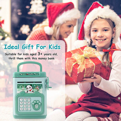 Piggy Bank Toy Cash Coin Money Saving Box with Password, Fingerprint Voice Prompt for 3+ Years Gold