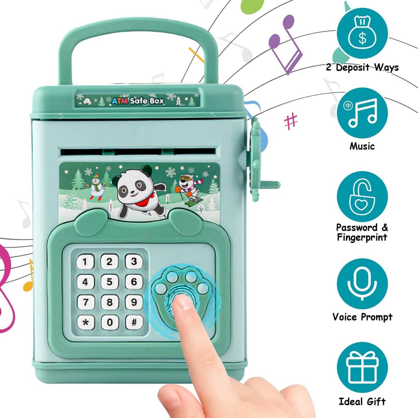 Piggy Bank Toy Cash Coin Money Saving Box with Password, Fingerprint Voice Prompt for 3+ Years Gold