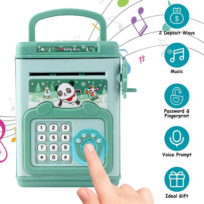 Piggy Bank Toy Cash Coin Money Saving Box with Password, Fingerprint Voice Prompt for 3+ Years Gold