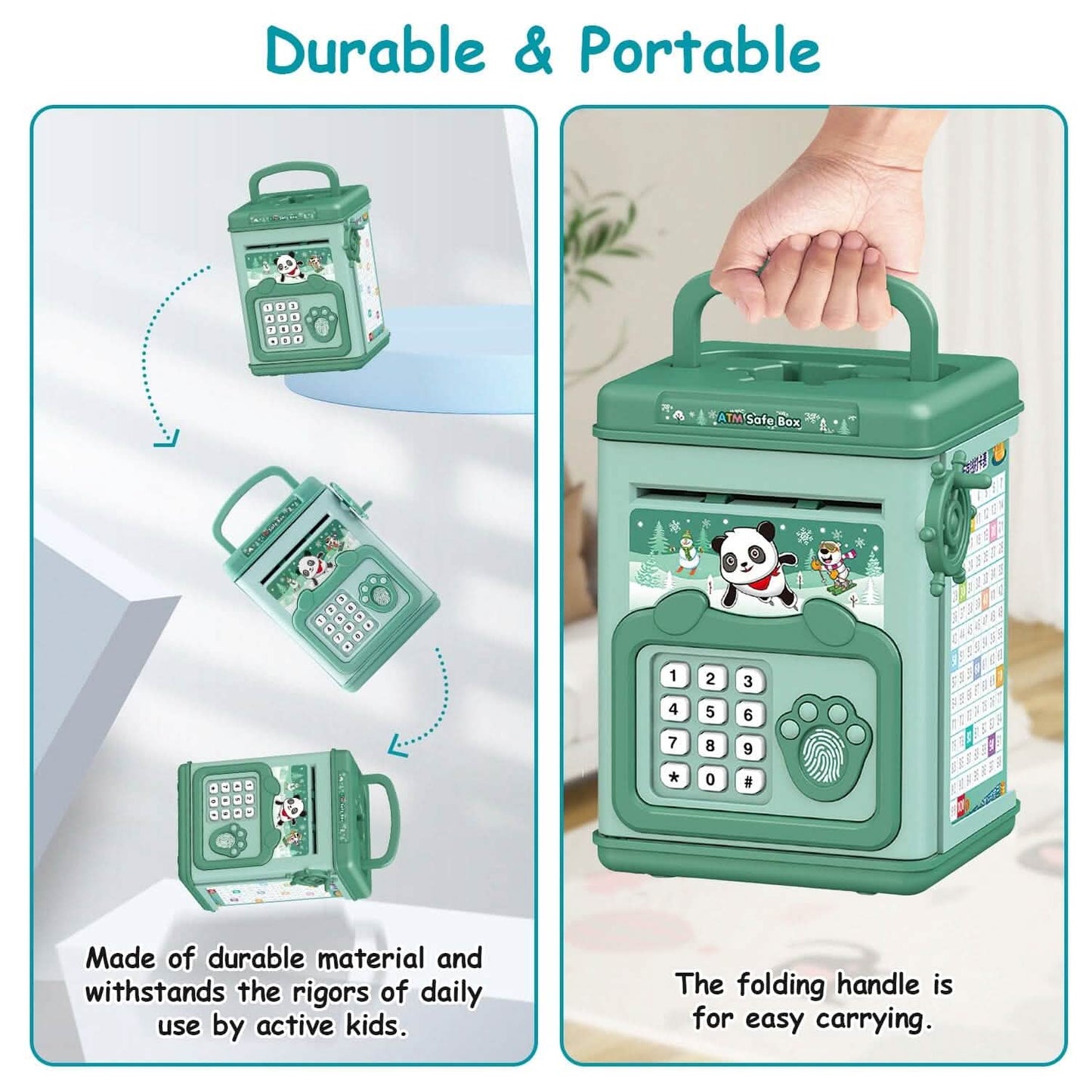 Piggy Bank Toy Cash Coin Money Saving Box with Password, Fingerprint Voice Prompt for 3+ Years Gold
