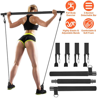 Pilates Bar Kit with 4 Resistance Bands