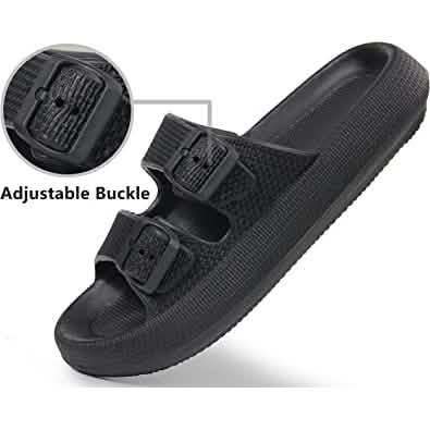Pillow Sandals Thick Sole Adjustable Buckles EVA Cloud Slides Slippers