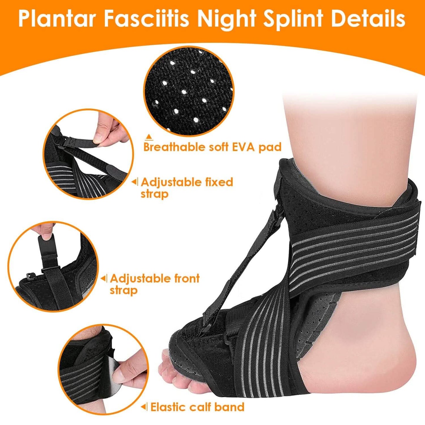 Plantar Fasciitis Night Splint Adjustable Foot Orthotic Brace