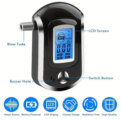 Police-Grade Breathalyzer with LCD Display - AT6000 Alcohol Tester