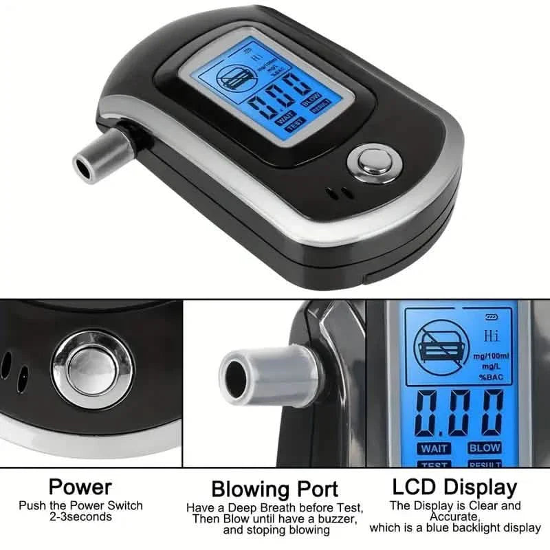 Police-Grade Breathalyzer with LCD Display - AT6000 Alcohol Tester