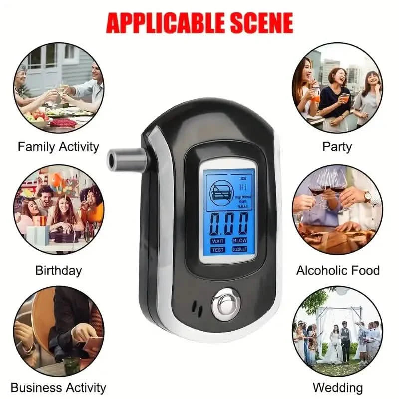 Police-Grade Breathalyzer with LCD Display - AT6000 Alcohol Tester