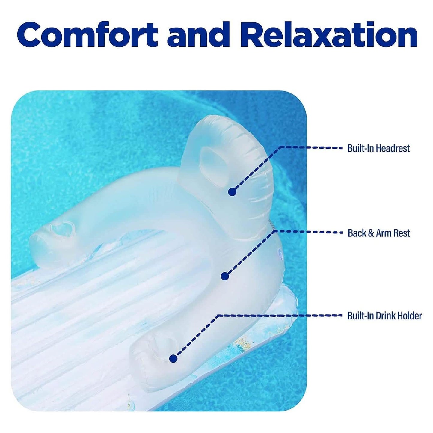 Pool Float for Adults Inflatable Lounge Chair Recliner for Swimming/Tanning