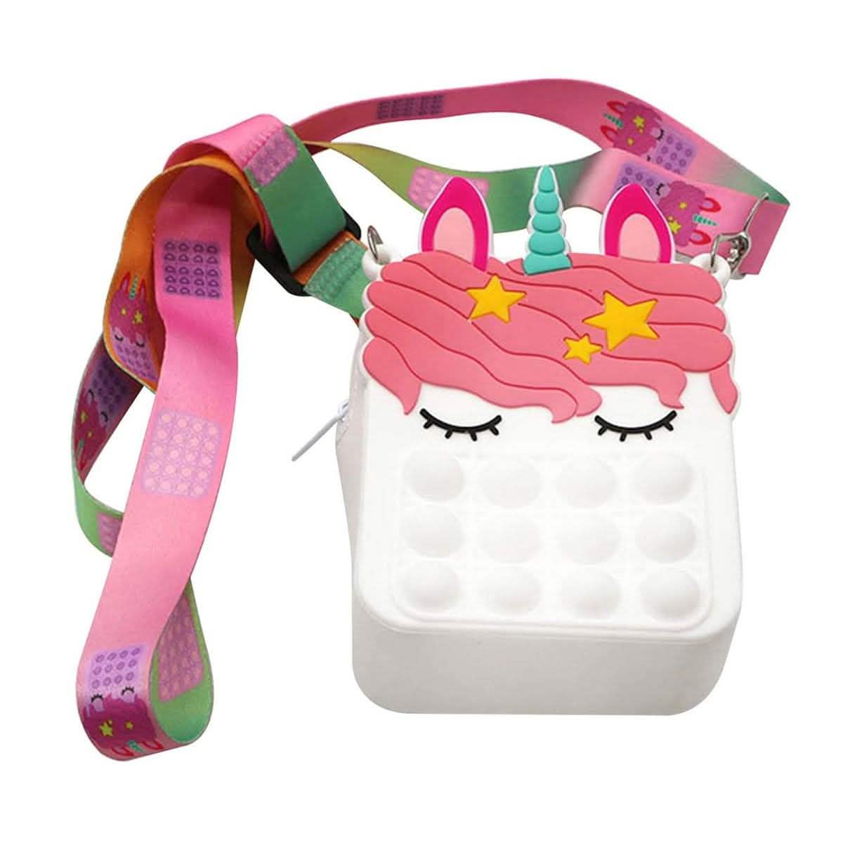 Pop-It Bubble Unicorn And Fruits Fidget Crossbody Handbag Purse