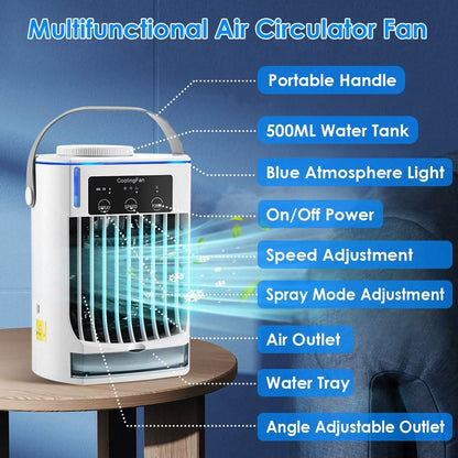 Portable Air Conditioner Fan Evaporative Humidifier 3 Speed Spray
