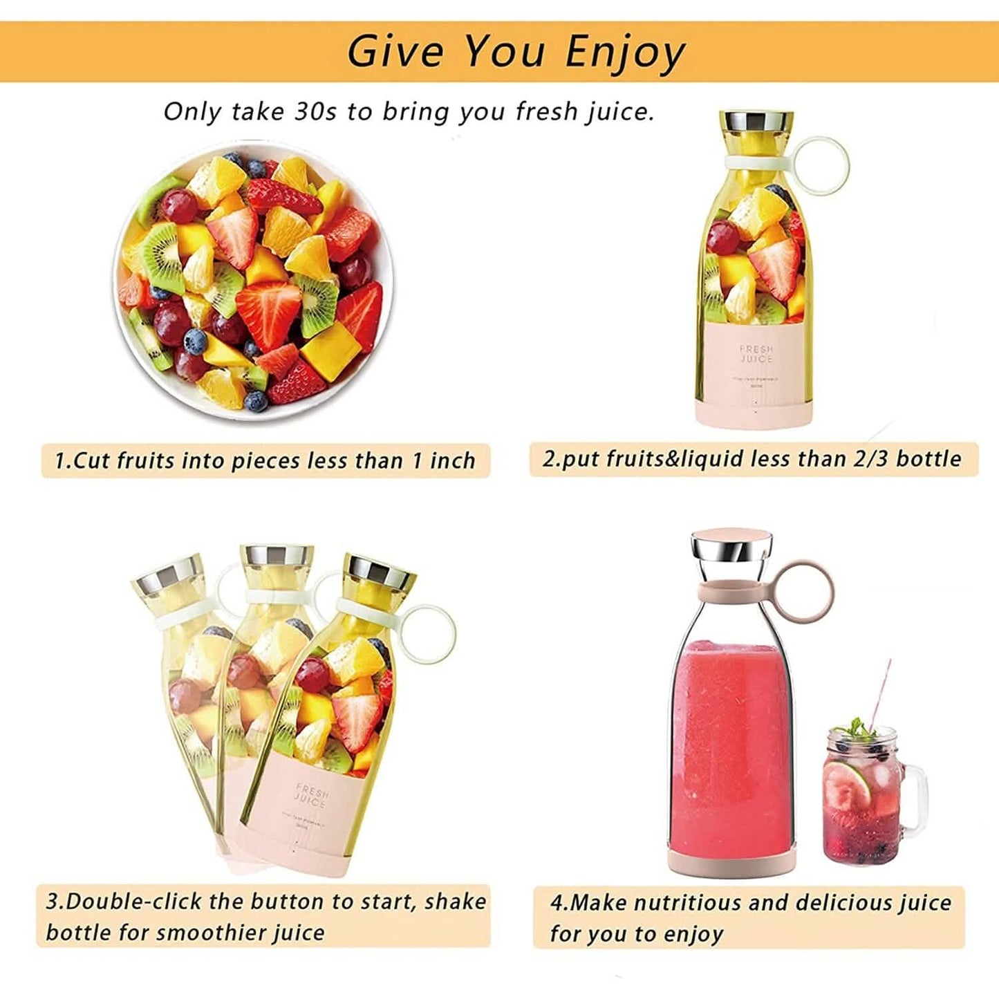 Portable Blender Bottle Electric Juicer