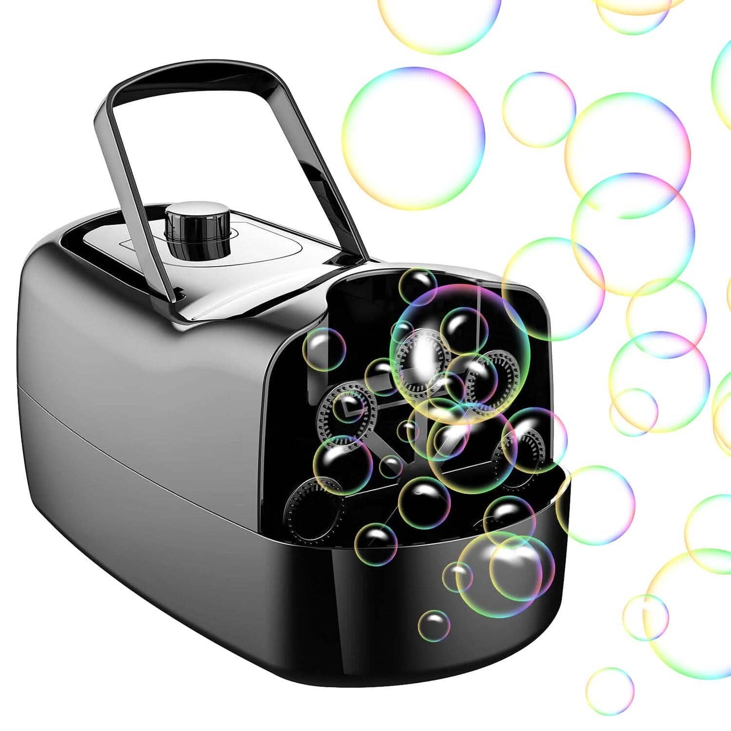 Portable Bubble Blowing Machine  with 2 Speeds Handle 3000-4000 Bubbles Per Minute Plug-In Battery Powered