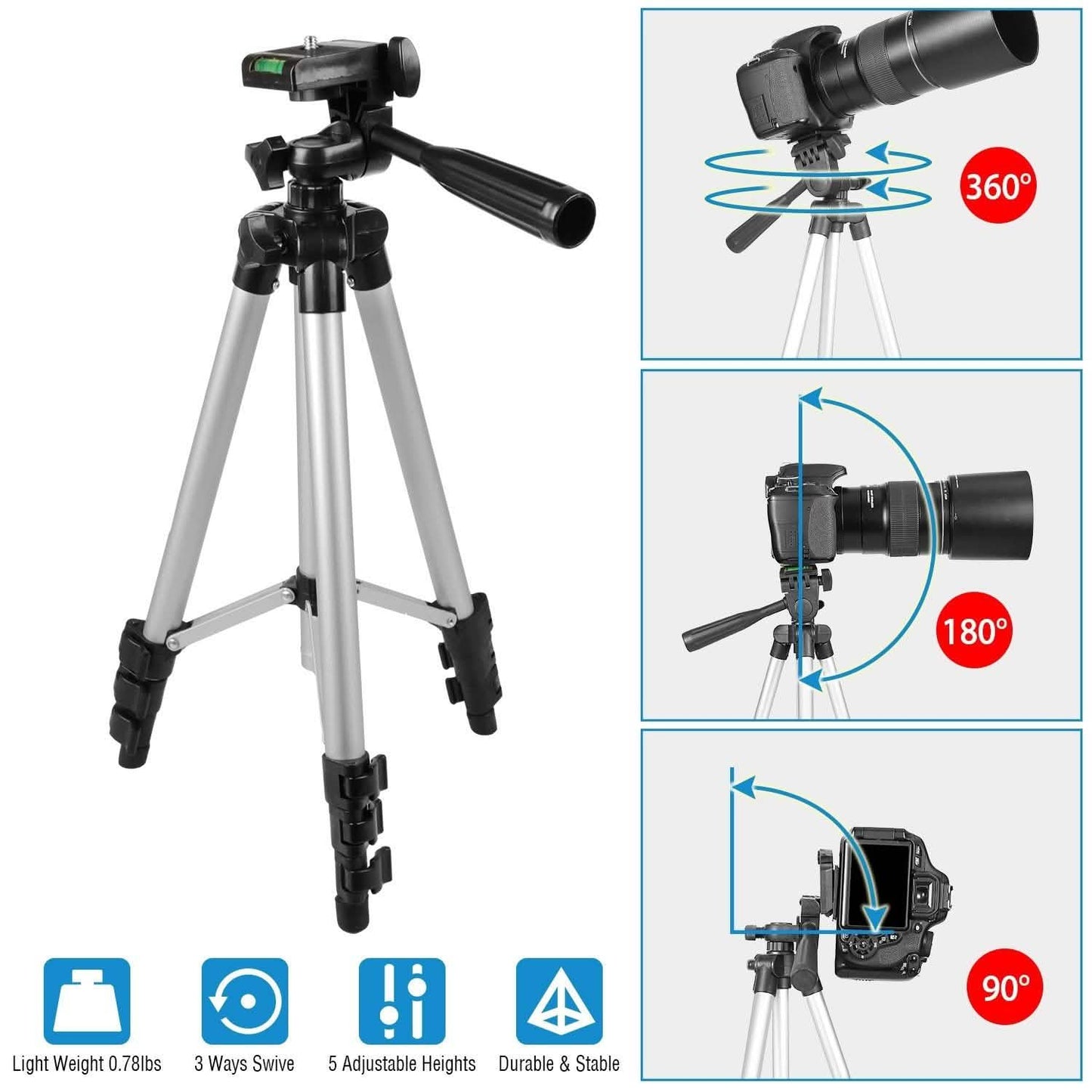 Portable Camera Tripod 45" Adjustable Camera Stand