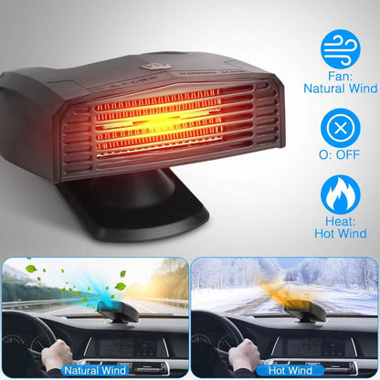 Portable Car Heater Heating Fan 2-in-1 Defroster Defogger Demister Windshield Heater