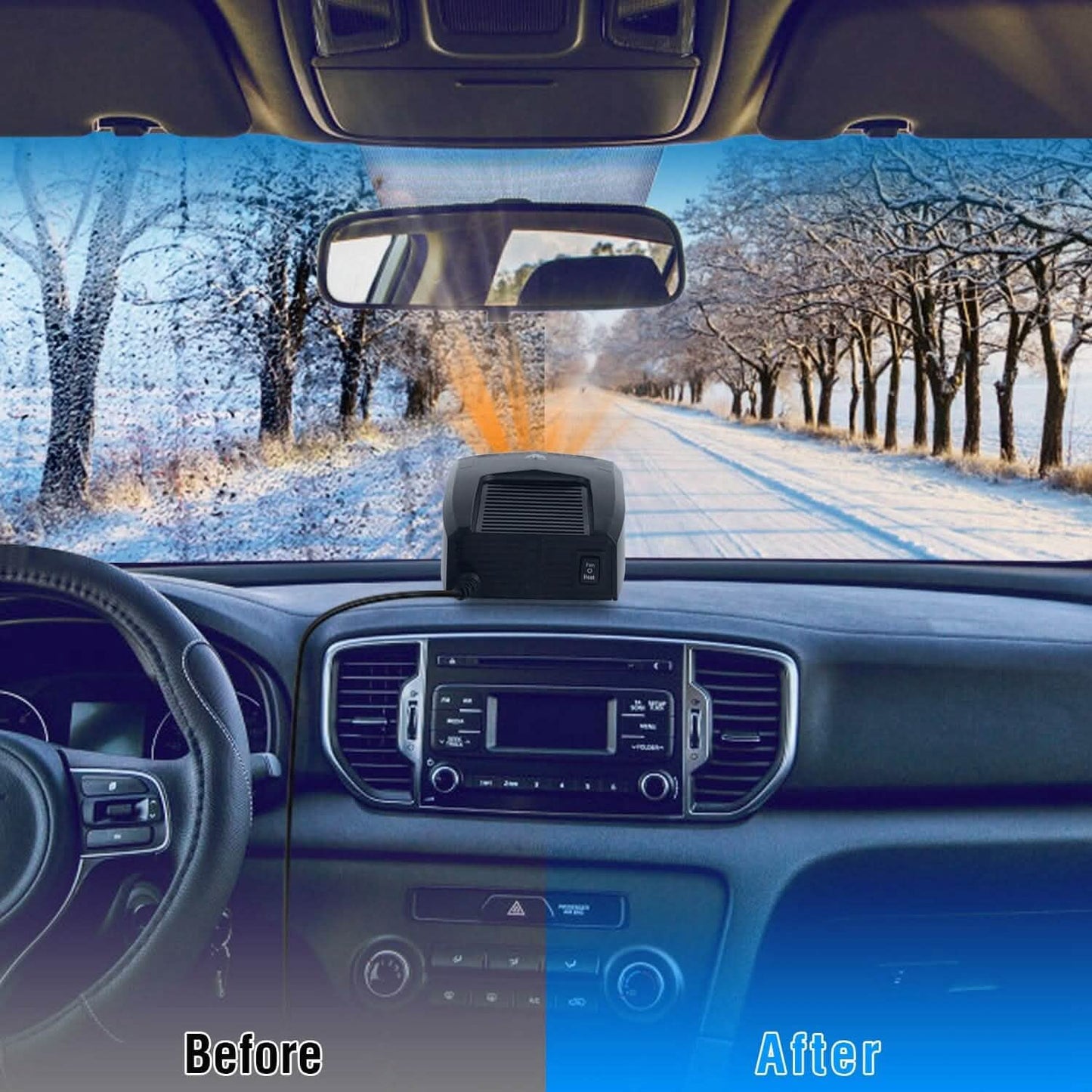 Portable Car Heater Heating Fan 2-in-1 Defroster Defogger Demister Windshield Heater
